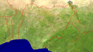 Nigeria Satellite + Borders 1920x1080